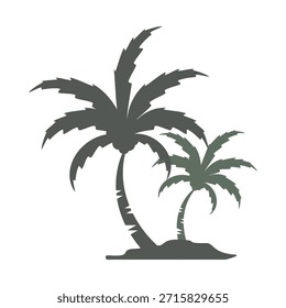 Silueta del árbol de coco. Diseño del árbol de coco en estilo plano. Tema de verano