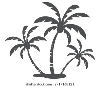 Silueta del árbol de coco. Diseño del árbol de coco en estilo plano. Tema de verano