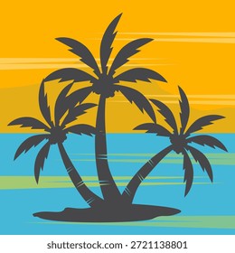 coconut tree silhouette. coconut tree design in flat style. summer theme