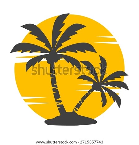 coconut tree silhouette. coconut tree design in flat style. summer theme