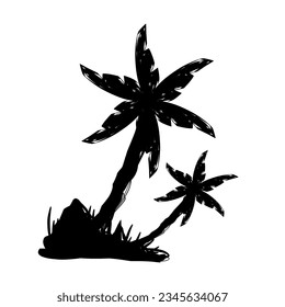 Coconut tree silhouette eps vector illustration