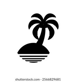 Coconut tree silhouette icon isolated on white background. Vector illustration.