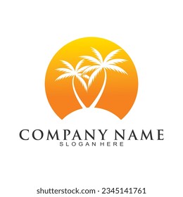 Coconut tree silhouette icon logo