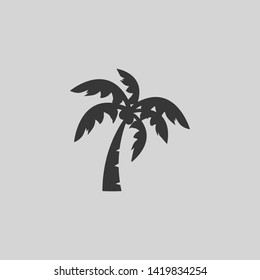 Coconut tree silhouette logo or icon on solid gray bacground vector