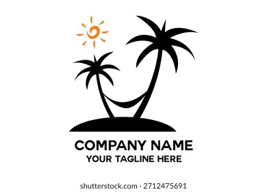 logotipo de silhueta de coqueiro com swing