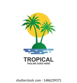 Coconut Tree Silhouette Logo Vector