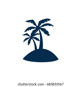 coconut tree silhouette on isolated island