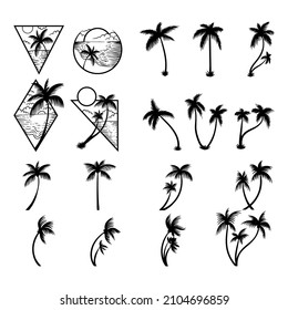 Coconut tree silhouette set collection for your company or brand