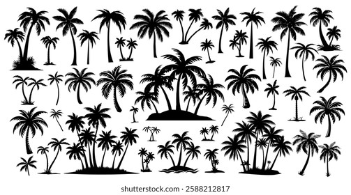 Coconut Tree Silhouette Set Collections Palm Tree Shadow