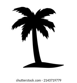 Coconut tree silhouette. summer sunset sea design