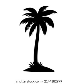 Coconut tree silhouette. summer sunset sea design