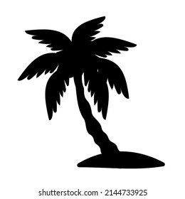 Silhouette de coco. diseño de verano del mar atardecer