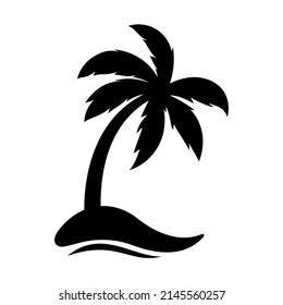 Coconut tree silhouette. summer sunset sea design
