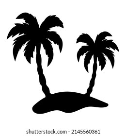 Silhouette de coco. diseño de verano del mar atardecer