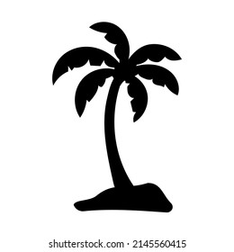 Coconut tree silhouette. summer sunset sea design