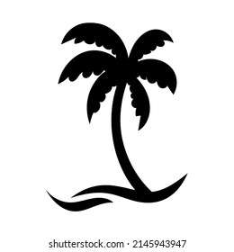 Coconut tree silhouette. summer sunset sea design