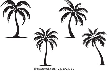 Coconut Tree Silhouette, Coconut Tree Vector Art, Coconut Tree Illustration, Coconut Tree Vector Bundle.