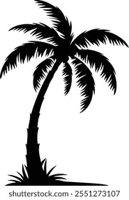 Coconut Tree Silhouette Vector Art Illustration