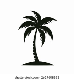 "Coconut Tree Silhouette Vector Icon on White Background"
