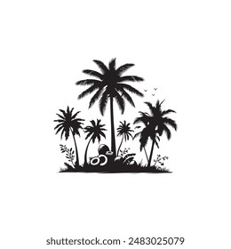 Coconut Tree silhouette Vector illustration