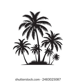 Ilustración vectorial de silueta de árbol de coco