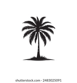 Ilustración vectorial de silueta de árbol de coco