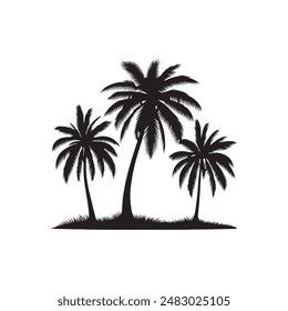 Ilustración vectorial de silueta de árbol de coco