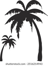 coconut tree silhouette vector illustration, black icon tree