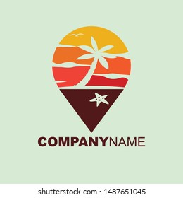coconut tree in spot logo template