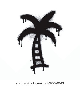 Coconut tree spray icon isolated on white background. Coconut tree spray graffiti icon in black on white background. Vector illustration.