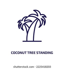 coconut tree standing icon from nature collection. Thin linear coconut tree standing, vector, illustration outline icon isolated on white background. Line vector coconut tree standing sign, symbol for