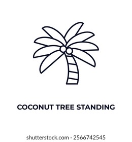 coconut tree standing outline icon. Linear vector from nature concept. Thin line coconut tree standing icon isolated on white background