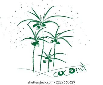 coconut tree summer happy vector with white background