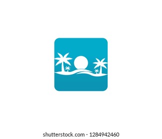 Coconut tree summer holidays logo design