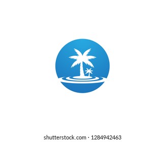 Coconut tree summer holidays logo design