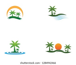 Coconut tree summer holidays logo design