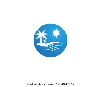 Coconut tree summer holidays logo design
