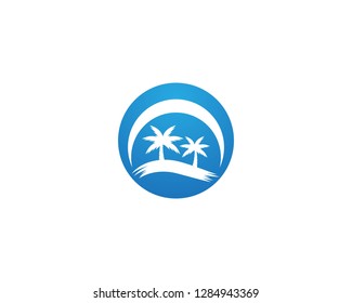 Coconut tree summer holidays logo design
