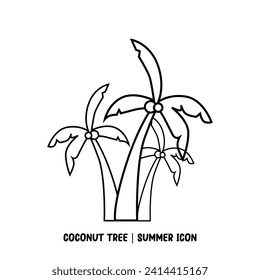 icono de verano del árbol de coco contorno negro
