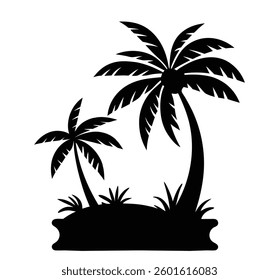 coconut tree summer icon vector illustration design graphic silhouette black and white