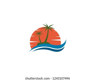 Coconut tree summer logo template vector icon illustration design 