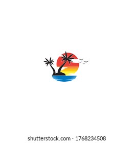 Coconut tree summer logo template vector icon illustration design 