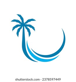 Modelo de logotipo de verano de árbol de coco diseño ilustración de icono vectorial 