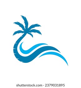 Coconut tree summer logo template vector icon illustration design 