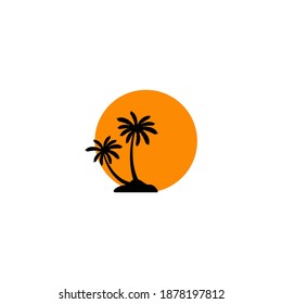 coconut tree and sun vector illustration for an icon or symbol. beach tourism agency logo