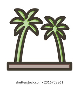 Coconut Tree Thick Line Filled Colors For Personal And Commercial Use.
