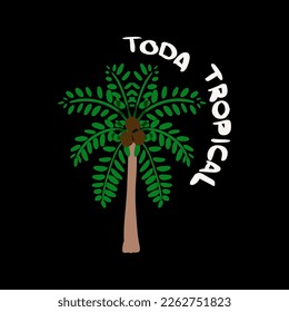 COCONUT TREE TROPICAL HAND DRAW ILLUSTRATION 