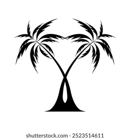 Coconut tree vector art illustration design with black and white color combination