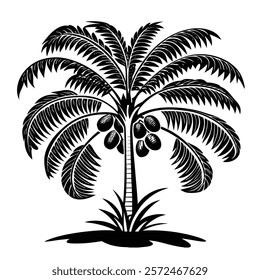 A Coconut Tree vector art silhouette
