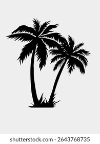 Kokosnuss Baum Vektor schwarze Farbe Silhouette
